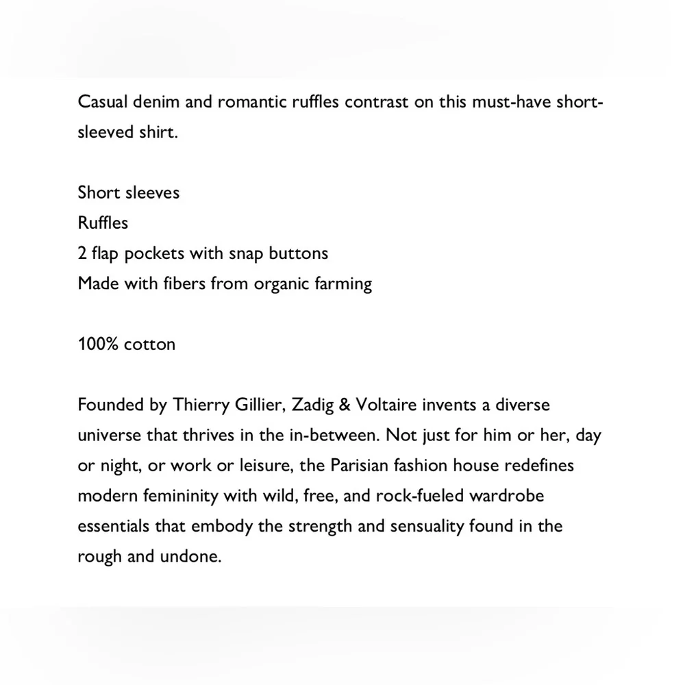 🤍Zadig & Voltaire🤍Toky White Denim Ruffle Shirt, M - Picture 13 of 13